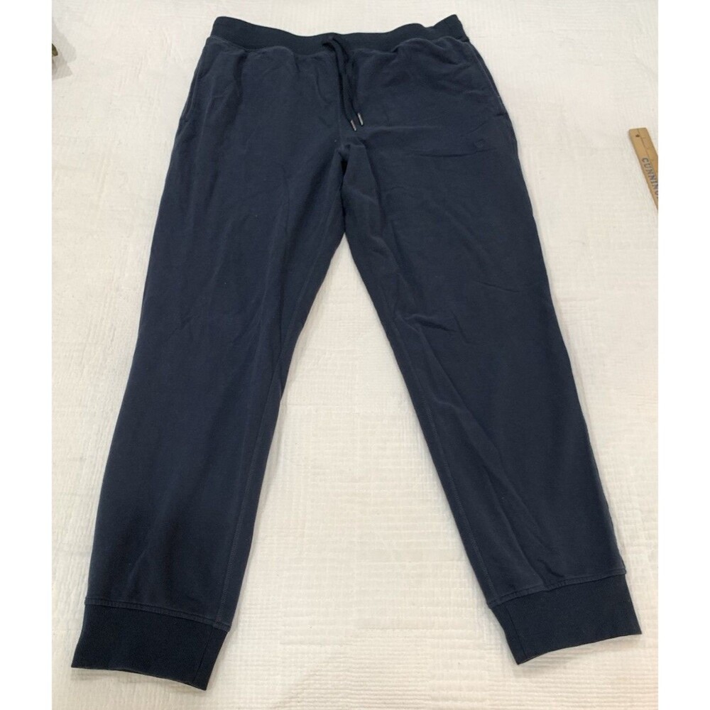 Mack Weldon Ace Sweatpants XL Navy Jogger Lounge Travel Zip Pocket Stretch